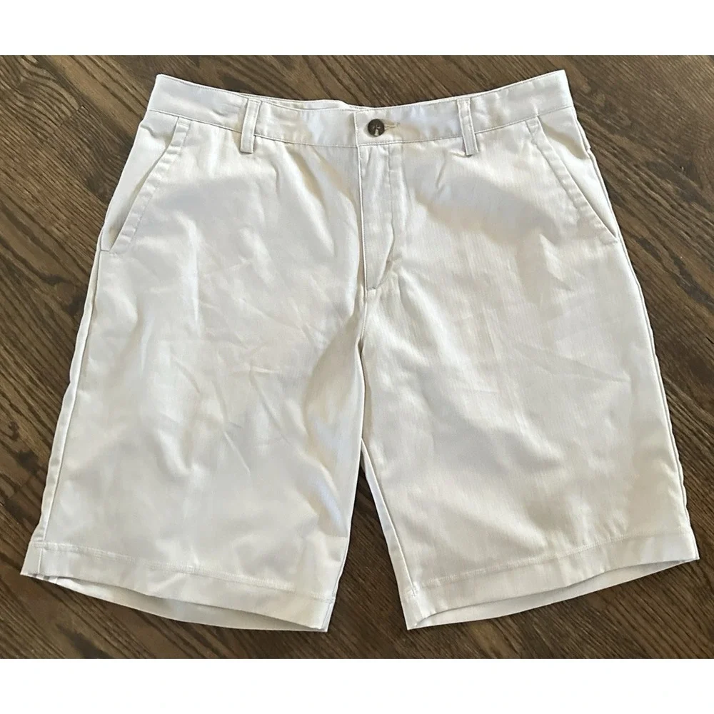 Mens Adidas ClimaCool Performance Golf Shorts Beige 34 10in Inseam Athletic
